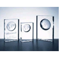 Optical Crystal Beveled Globe Block Award - Small